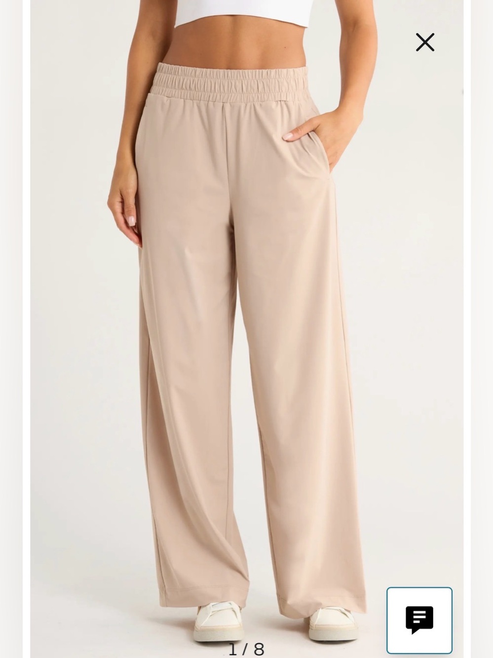 Zella Transit Wide Leg Pants, Tan Thread, size XL